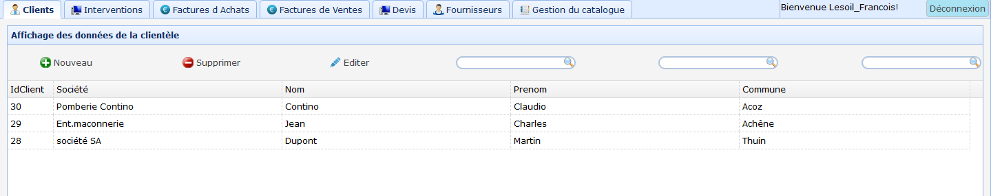 Gestion clients Facturation Devis